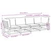 vidaXL Градински лаундж комплект с възглавници, 4 части, масив акация
