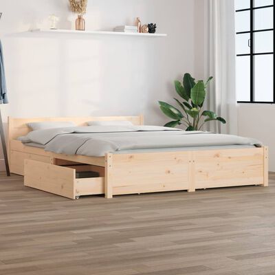vidaXL Рамка за легло с чекмеджета, 150x200 см, King Size