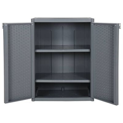 vidaXL Градински шкаф за съхранение, сив, 65х45х88 см, PP ратан