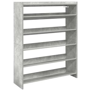 vidaXL Етажерка за обувки, бетонно сива, 80x25x100 см, инженерно дърво
