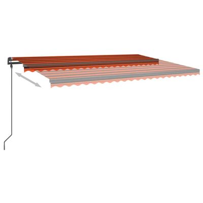 vidaXL Ръчно прибираща се тента с LED, 5x3 м, оранжево и кафяво