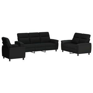 vidaXL Комплект дивани 3 pcs Черно Текстил