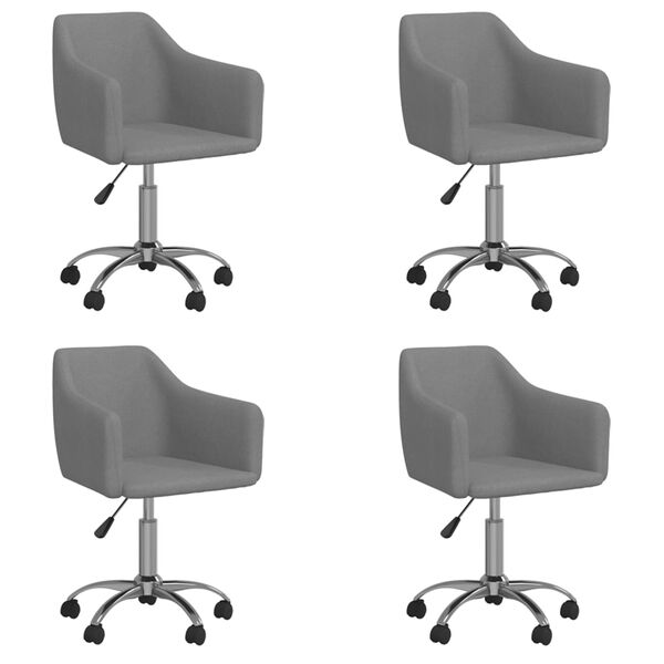 vidaXL Въртящи се трапезни столове, 4 бр, светлосиви, текстил