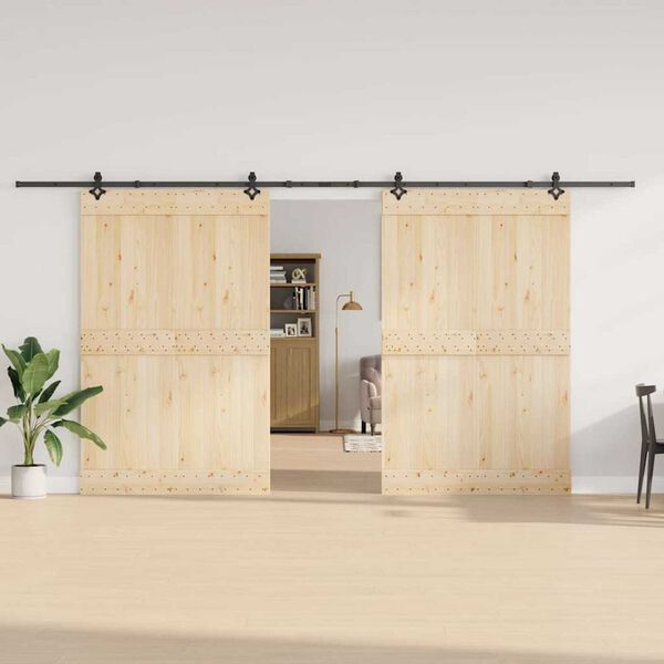 vidaXL Комплект механизъм за плъзгаща врата, 427 см, стомана, черен