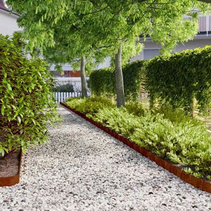 vidaXL Ограда за трева 10 pcs 10 x 103 cm Кортенова стомана Ръждясало