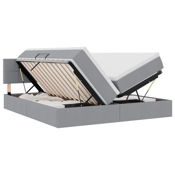 vidaXL Легло с място за съхранение Светлосиво 180 x 200 cm Изкуствена