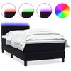 vidaXL Боксспринг легло с матрак и LED, черно, 100x220 см, кадифе