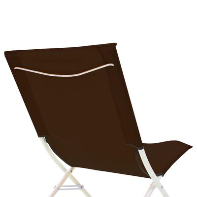 vidaXL Сгъваеми плажни столове, 2 бр, кафяви