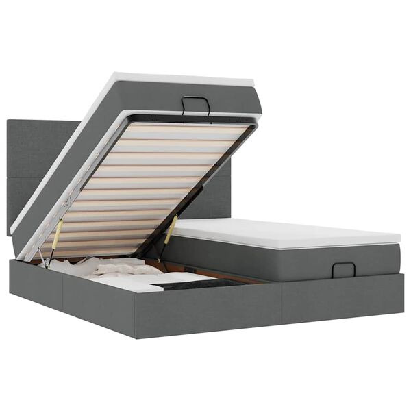 vidaXL Османска легло с матраци, тъмносиво, 180x200 см, плат