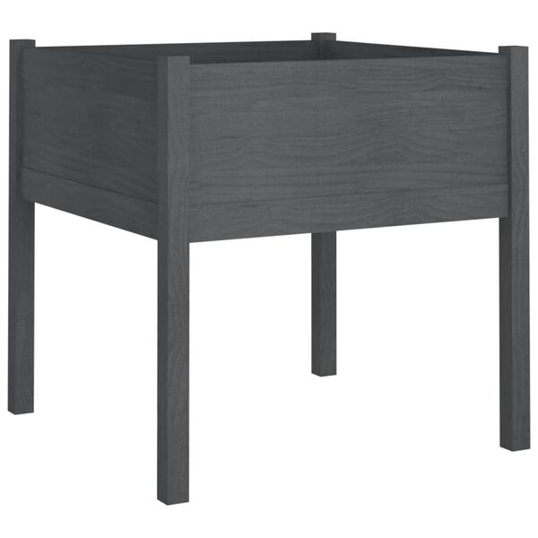 vidaXL Градински сандъци, 2 бр, сиви, 70x70x70 см, бор масив