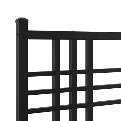 vidaXL Метална рамка за легло с горна табла, черна, 107x203см