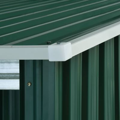 vidaXL Дворна барака с разтегаем покрив зелена 346x236x181 см стомана