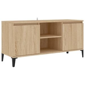 vidaXL ТВ шкаф с метални крака, сонома дъб, 103,5x35x50 см