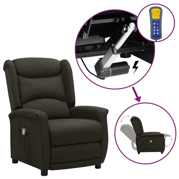 vidaXL Изправящ масажен стол, таупе, текстил