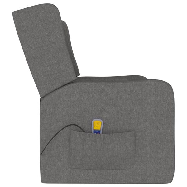 vidaXL 2-местен масажен наклоняем стол с поставка за чаша, светлосив