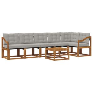 vidaXL Комплект дивани за открито 7 pcs Естествено и светло сиво