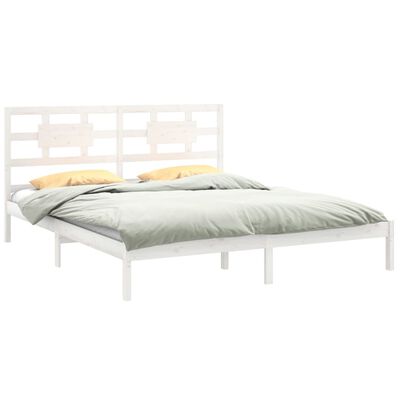 vidaXL Рамка за легло, бяла, дърво масив, 160х200 см