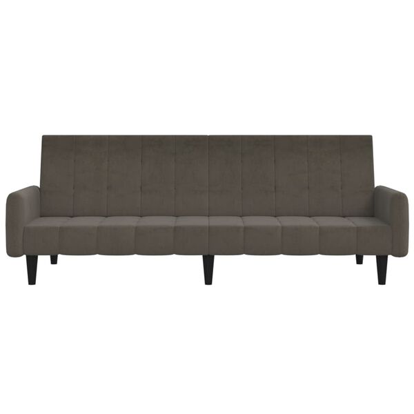 vidaXL 2-местно разтегателно канапе, тъмносиво, микрофибърен текстил