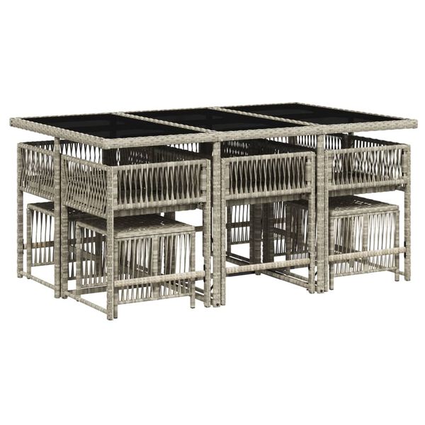 vidaXL Градински комплект с възглавници 11 части, светлосив полиратан