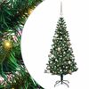 vidaXL Изкуствена коледна елха с подсветка Зелен 150 cm PVC и метал