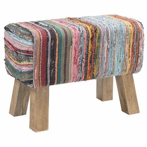 vidaXL Пейка 60 x 30 x 45 cm Естествена кожа Многоцветен