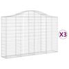 vidaXL Габионни кошници арка 3 бр 200x30x120/140см поцинковано желязо