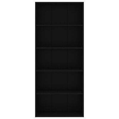 vidaXL 5-етажна библиотека, черна, 80x30x189 см, ПДЧ