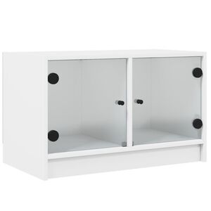 vidaXL ТВ шкаф със стъклени врати, бял, 68x37x42 см