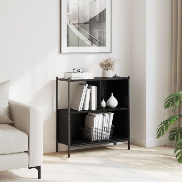 vidaXL Библиотека черна 72x28x77,5 см инженерно дърво