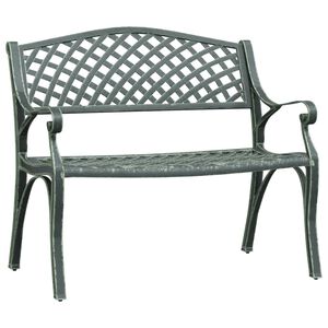 vidaXL Градинска пейка, 102 см, лят алуминий, зелена