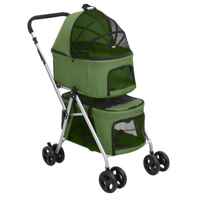 vidaXL Сгъваема количка за кучета, зелена, 83x48x97 см, Оксфорд плат