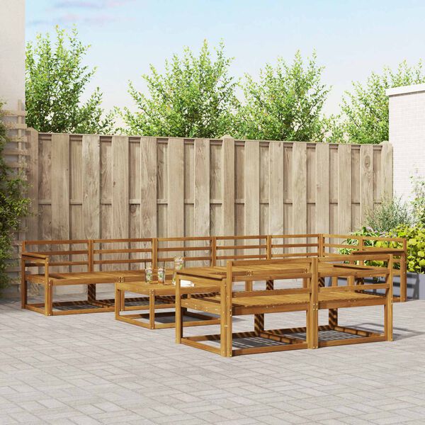 vidaXL Комплект дивани за открито 9 pcs Естествен