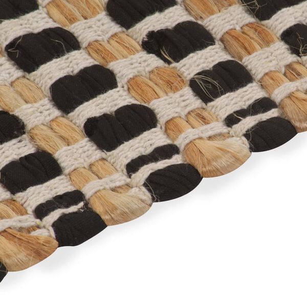 vidaXL Комплект ръчно тъкани юта постелки за баня плат естествен/черен