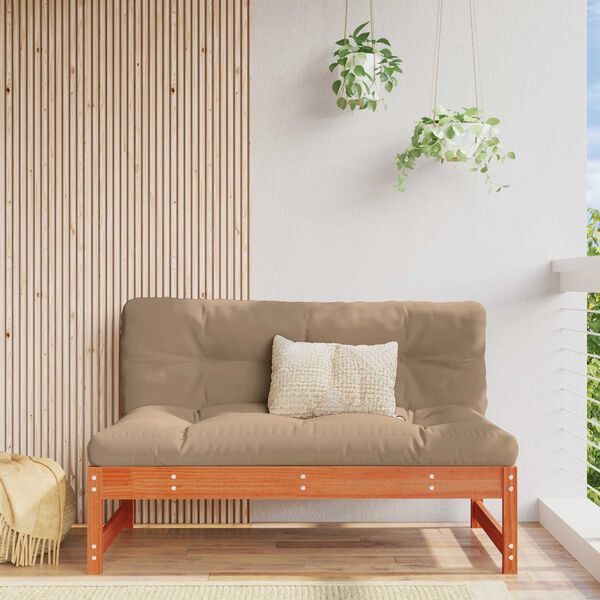 vidaXL Градинен среден диван Масивна боровина Восъчен Кафяв