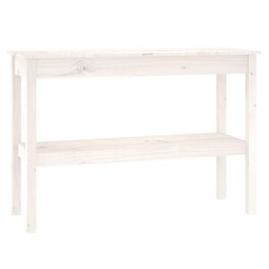 vidaXL Конзолна маса бяла 110x40x75 см борово дърво масив
