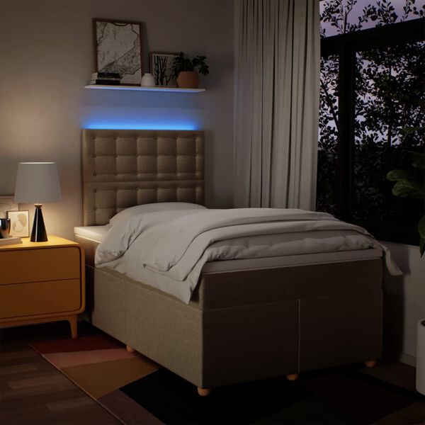 vidaXL Боксспринг легло с матрак, кремаво, 120x190 см, плат