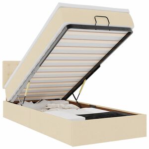 vidaXL Османска легло с матрак и LED, кремаво, 100x200 см, плат