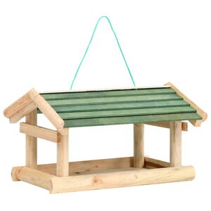 vidaXL Хранилка за птици, дърво масив, 35x29,5x21 см