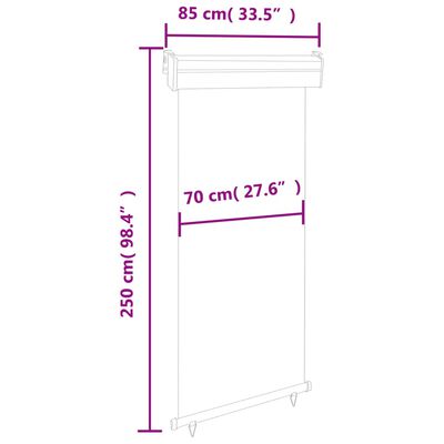 vidaXL Вертикална тента за балкон, 85x250 см, черна