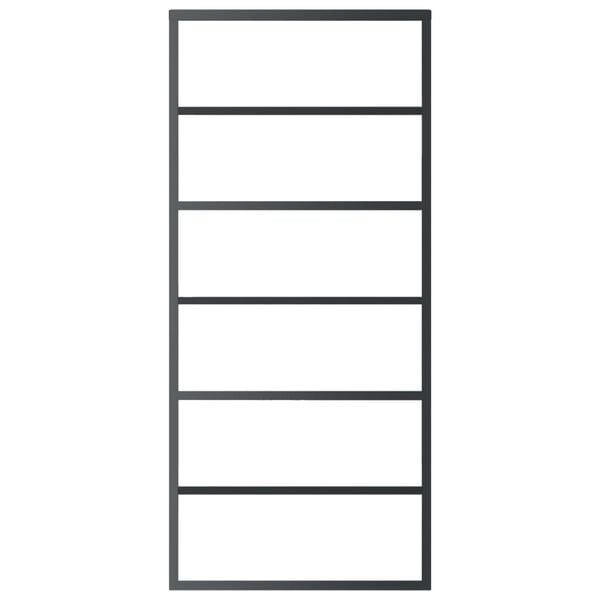 vidaXL Плъзгаща се врата с механизъм, ESG стъкло и алуминий, 90x205 см