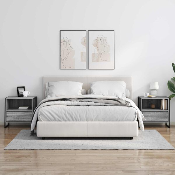 vidaXL Нощно шкафче Сив Сонома 50 x 39,5 x 50 см Инженерно дърво