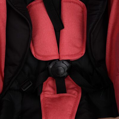 vidaXL Бебешка количка 3-в-1, червено и черно, стомана