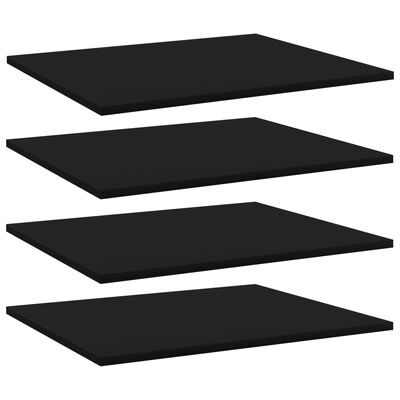 vidaXL Рафтове за етажерка, 4 бр, черни, 60x50x1,5 см, ПДЧ