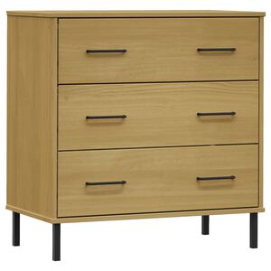 vidaXL Сайдборд с 3 чекмеджета кафяв 77x40x79,5 см масивно дърво OSLO