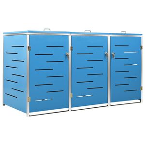 vidaXL Троен навес за кофа за смет 207x77,5x115 см инокс