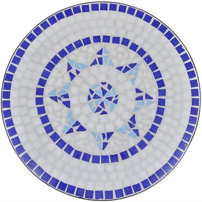vidaXL Бистро маса, синьо и бяло, 60 см, мозайка