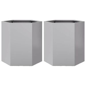 vidaXL Градински кашпи 2 бр шестоъгълна 46x40x45см поцинкована стомана