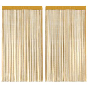 vidaXL Завеси от конци, 2 бр., златни, 100x250 см