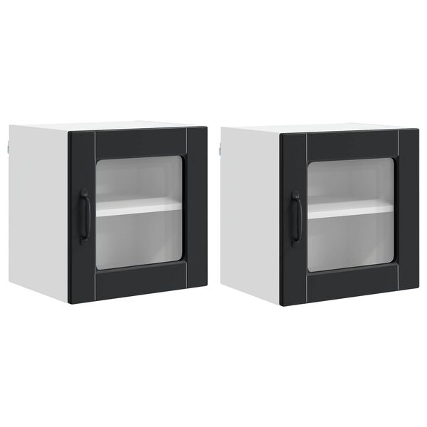 vidaXL Кухненски шкаф 2 pcs Черно 40 x 31 x 40 см Инженерно дърво