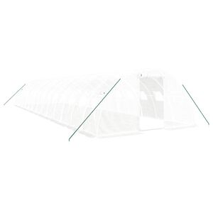 vidaXL Оранжерия със стоманена рамка бяла 56 м&sup2; 14x4x2 м
